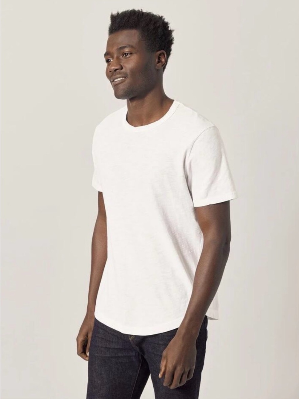 Buck Mason Men's Slub Classic Crewneck Tee T-Shirt in White